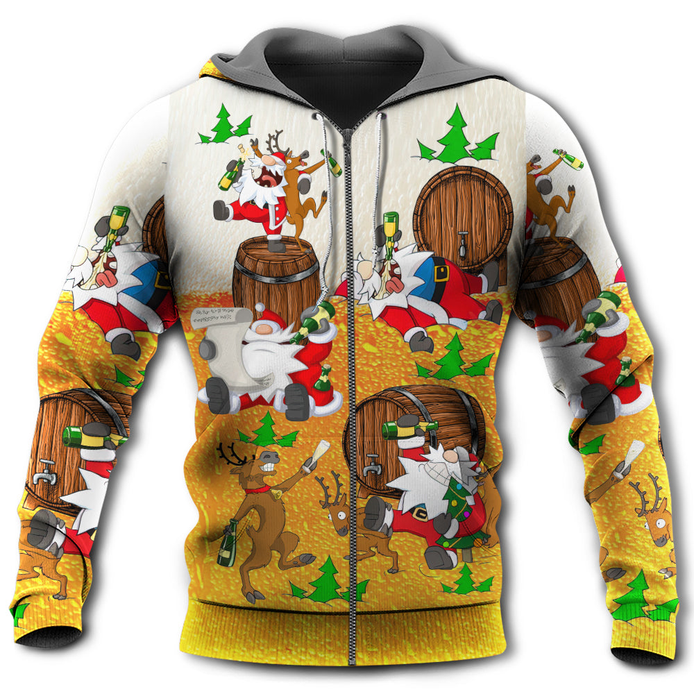 Christmas Santa Beer Cheerful Hoodie For Festive Family Moments Winter Wear And Holiday Gift Ideas
