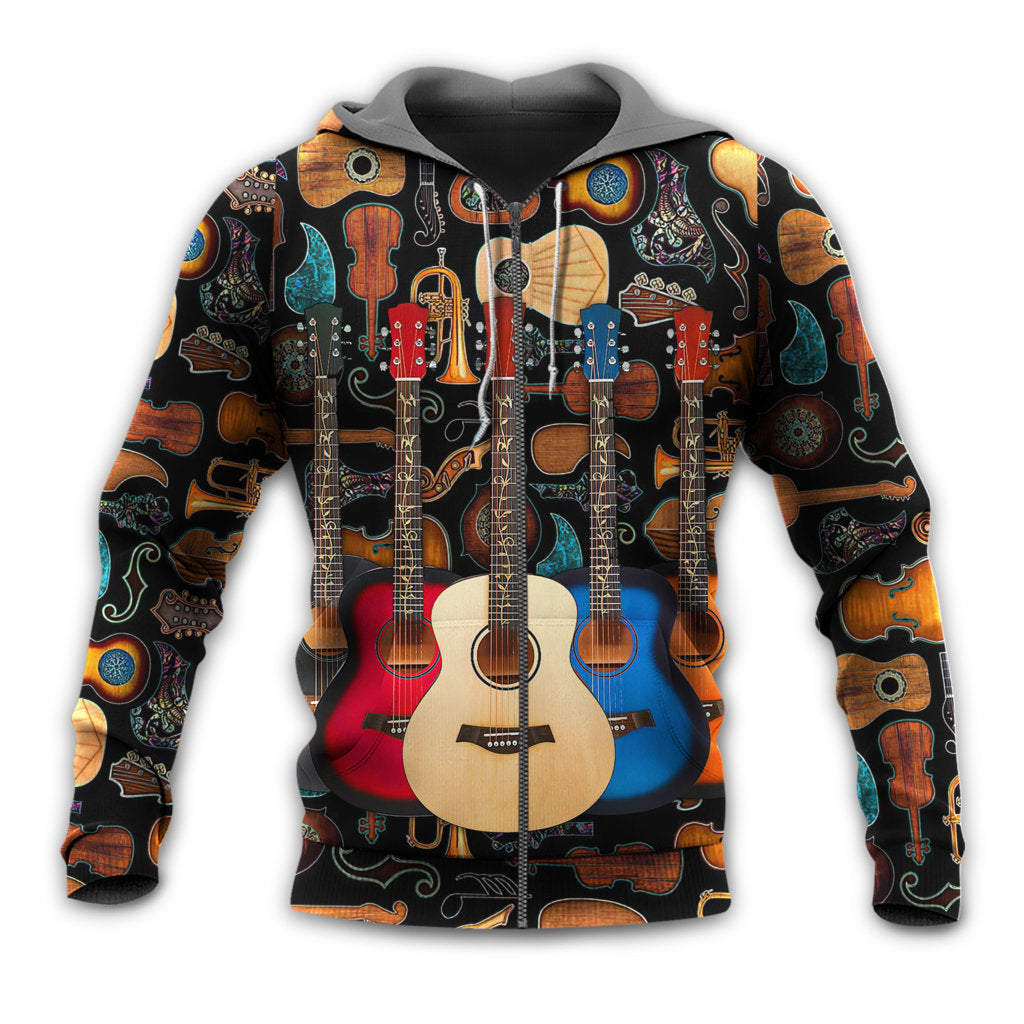 Happy Guitar Lover Music Life Hoodie For Studio Sessions Casual Events And Comfortable Daily Style