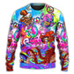 Hippie Happy Octopus Colorful Tie Dye Sweater For Bohemian Style Festivals Travel And Casual Everyday Wear