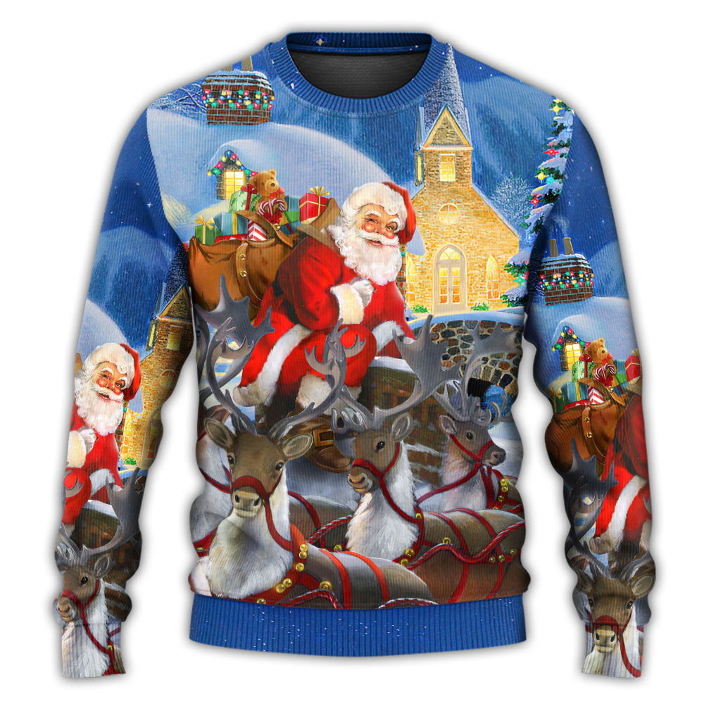 Christmas Santa Reindeer Gift Sweater For Festive Events Weekend Outings And Comfortable Winter Style
