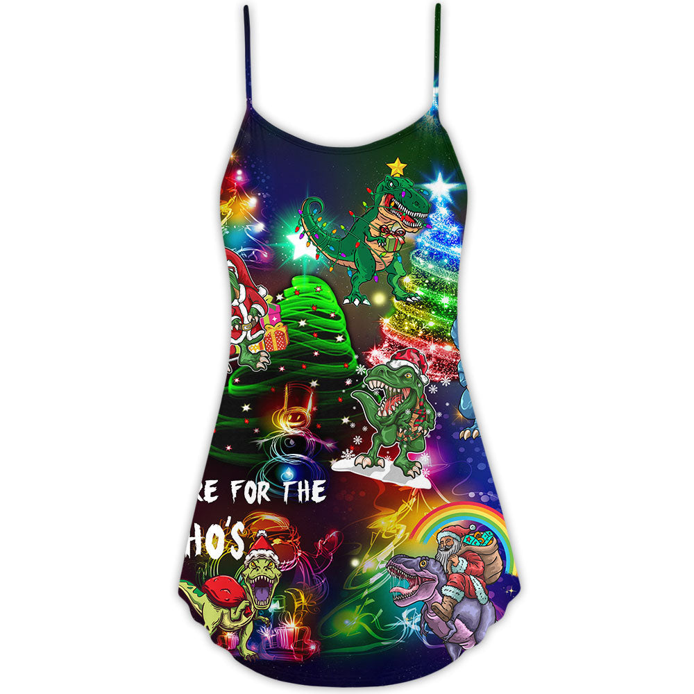 Dinosaur Lover Merry Christmas V-Neck Sleeveless Cami Dress For Festivals Travel And Relaxed Casual Summer Wear
