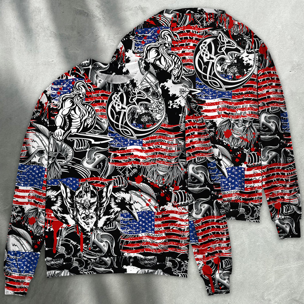 Viking Independence Day Warrior And Wolf Sweater For Historical Events Travel And Comfortable Everyday Wear
