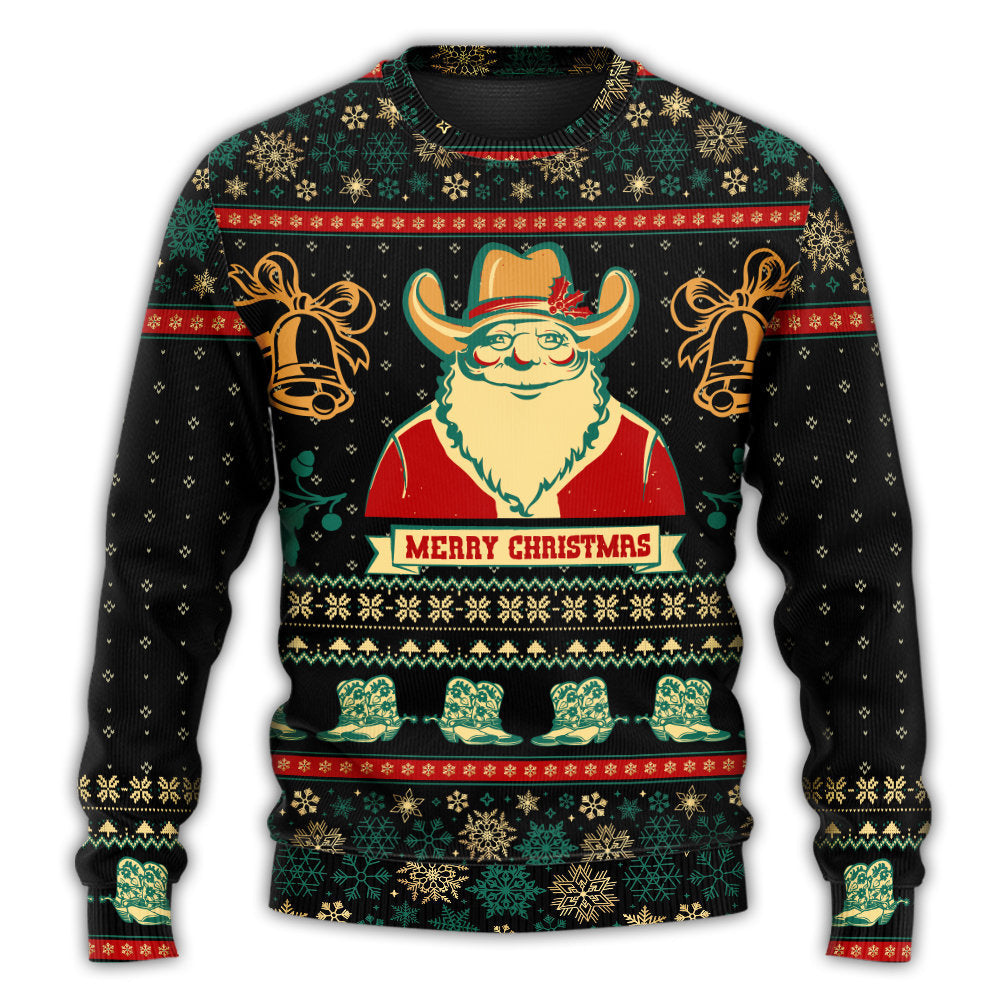 Christmas Cowboy Santa Old West Sweater For Holiday Parties Family Gatherings And Seasonal Gift Giving