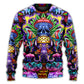 Hippie Mushroom And Skull Sweater For Art Lovers Holidays Parties And Comfortable Wear