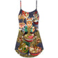 Cat Eating Ramen Lovely V-Neck Sleeveless Cami Dress For Summer Events And Comfortable Everyday Style