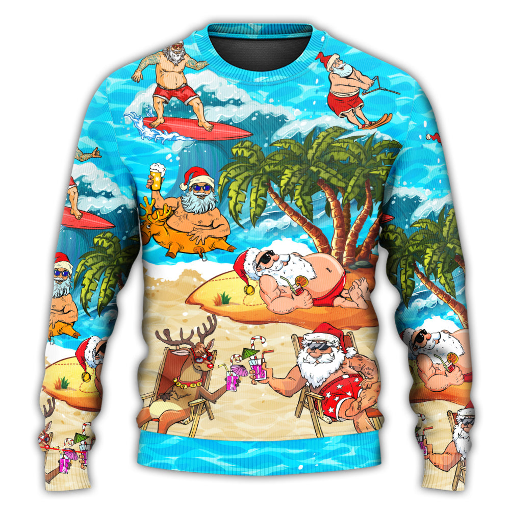 Christmas Santa Beach Holiday Funny Sweater For Seasonal Parties Cozy Gatherings And Thoughtful Holiday Gifts