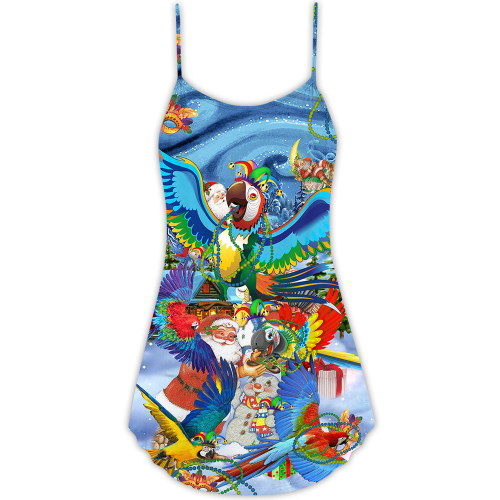 Parrot Pride Festival Christmas V-Neck Sleeveless Cami Dress For Festivals Travel And Relaxed Casual Summer Wear