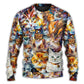 Colorful Cat Sweater For Nature Inspired Fashion Events And Relaxed Everyday Comfort