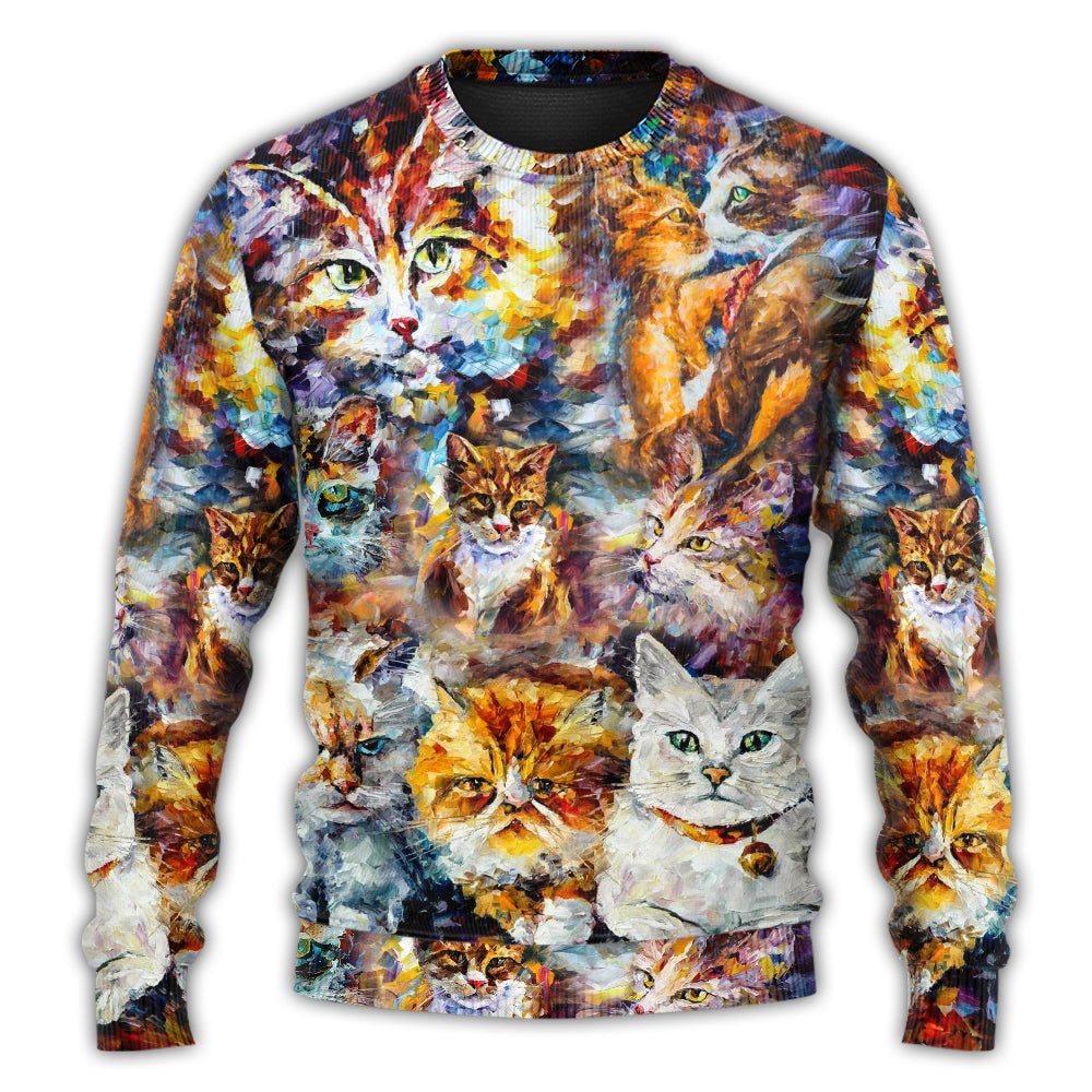 Colorful Cat Sweater For Nature Inspired Fashion Events And Relaxed Everyday Comfort
