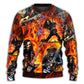Guitar Skull Fire Hot Sweater For Fantasy Fans Casual Outings And Weekend Adventures