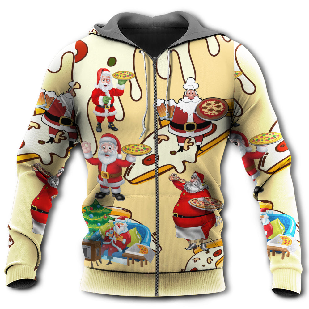 Santa Pizza Night Christmas Hoodie For Holiday Gatherings Winter Travel And Seasonal Gifting