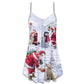Santa Snowman Animal Joy V-Neck Sleeveless Cami Dress For Holiday Parties And Relaxed Vacation Wear