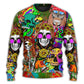 Hippie Skull Colorful Sweater For Casual Wear Parties And Thoughtful Gifting