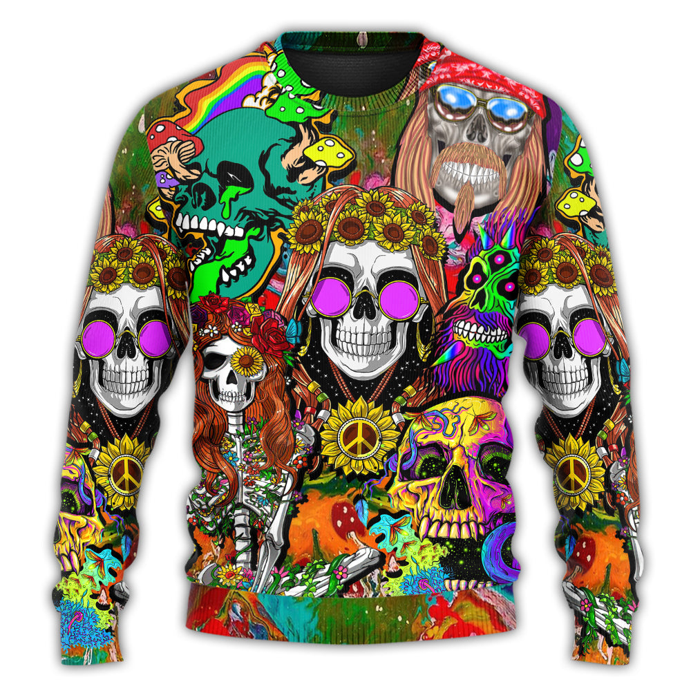 Hippie Skull Colorful Sweater For Casual Wear Parties And Thoughtful Gifting