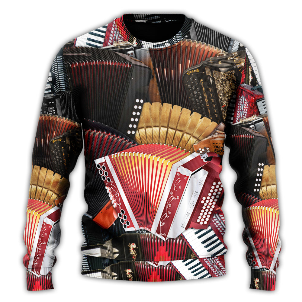 Accordion Gentleman Music Sweater For Holidays Parties And Comfortable Everyday Wear