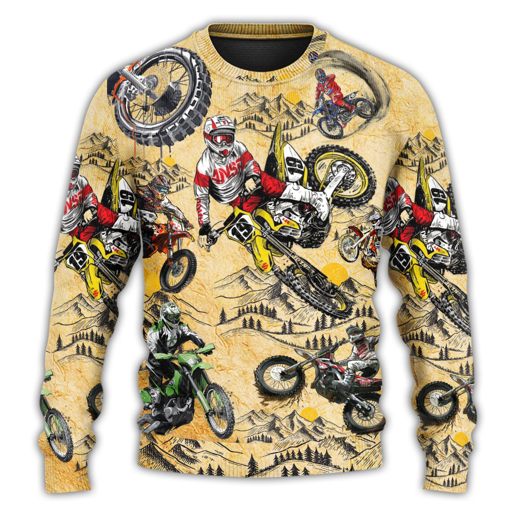 Motocross Biker Vintage Sweater For Automotive Fans Travel Events And Relaxed Casual Wear