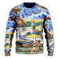 Lighthouse Christmas Santa Through The Storm Sweater For Festive Events Weekend Outings And Comfortable Winter Style