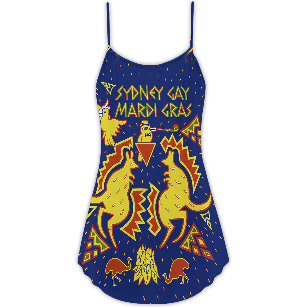 Pride Kangaroo Koala Art V-Neck Sleeveless Cami Dress For Festivals Travel And Relaxed Casual Summer Wear