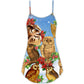 Owl Family Retro Merry Christmas V-Neck Sleeveless Cami Dress For Summer Events And Comfortable Everyday Style