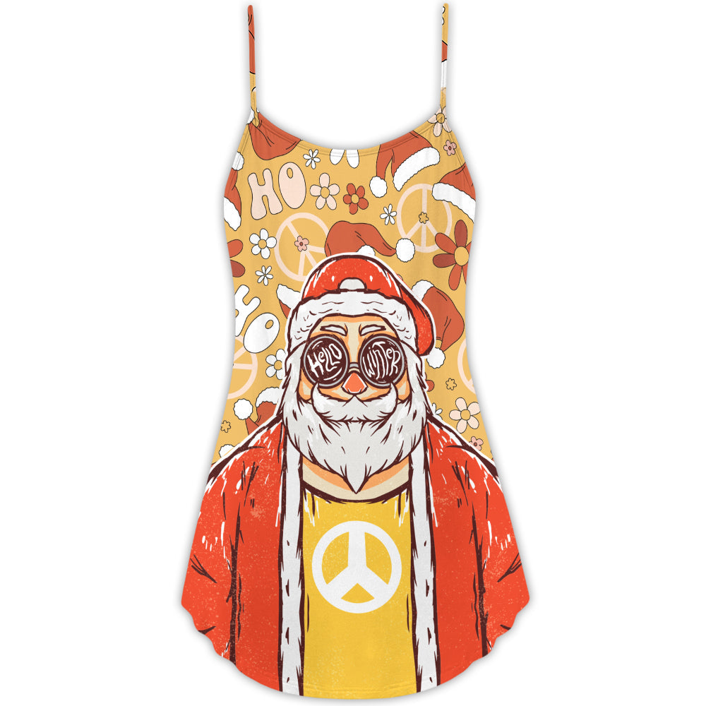 Groovy Santa Holiday V-Neck Sleeveless Cami Dress For Summer Events And Comfortable Everyday Style