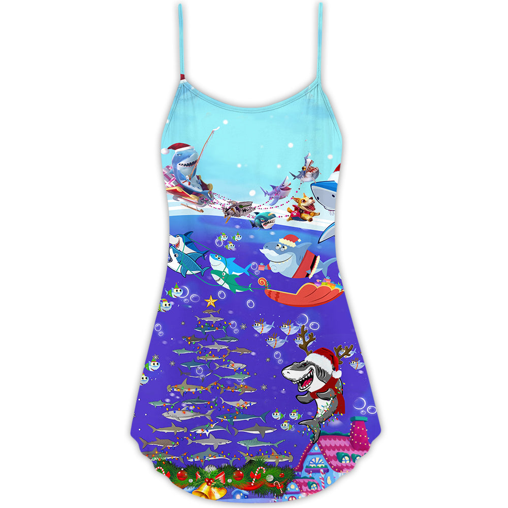 Christmas Santa Shark Ocean Gifts – Women's Summer Sleeveless V-Neck Camisole Dress