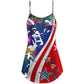 Christmas Patriotic Parachute Jump V-Neck Sleeveless Cami Dress For Festive Events And Casual Summer Styling