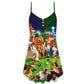 Billiard Vintage Dogs Christmas V-Neck Sleeveless Cami Dress For Festive Events And Casual Summer Styling