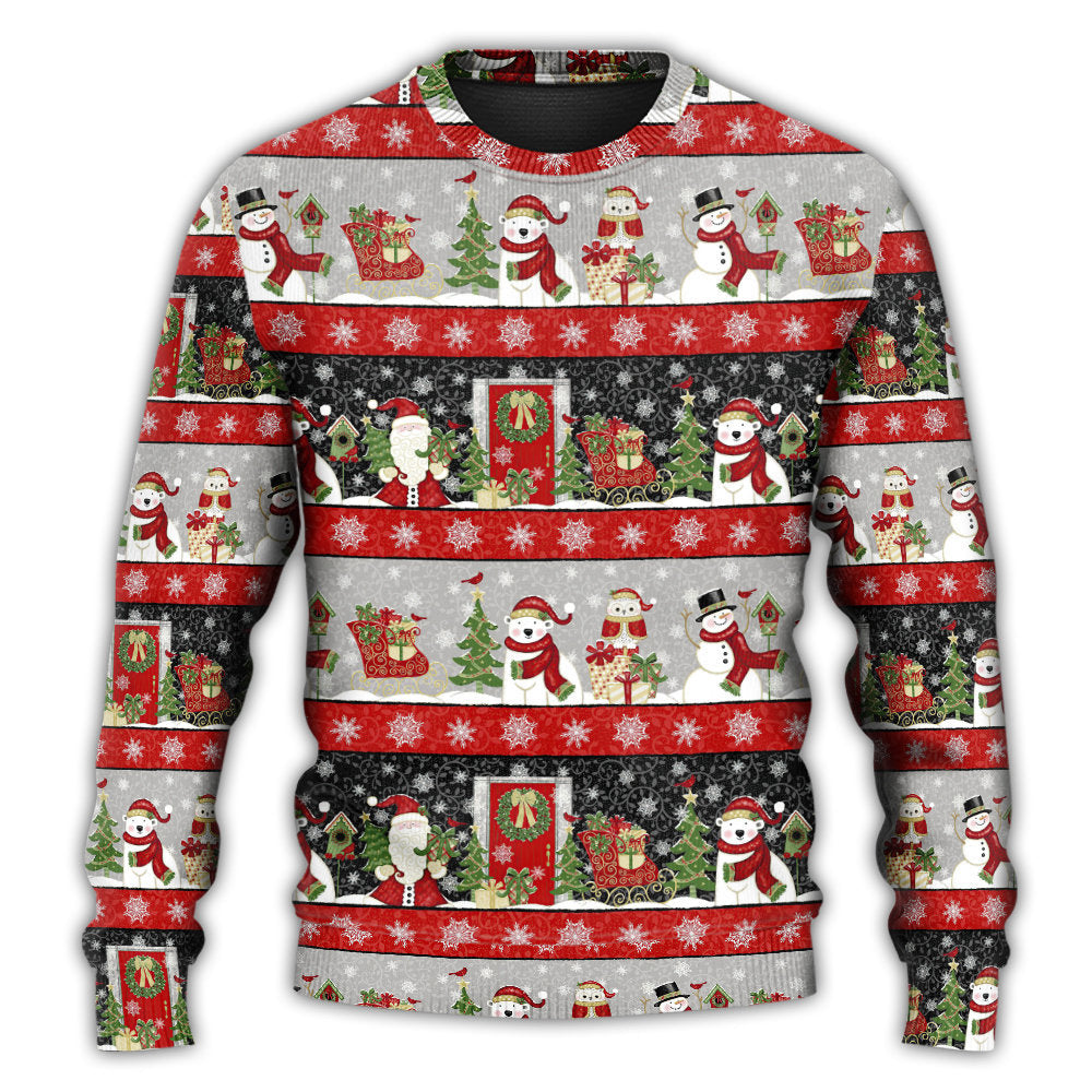 Christmas Santa And Snowman Happy Xmas Sweater For Winter Parties Seasonal Adventures And Relaxed Everyday Styling
