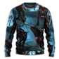 Halloween Black Cat Spooky Sweater For Art Lovers Holidays Parties And Comfortable Wear