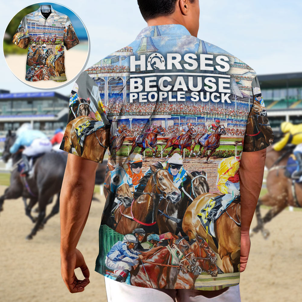 Horseback Riding Horse Hawaiian Shirt For Coastal Travel, Casual Events, And Comfortable Summer Wear