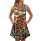 Skull Pirate Hunting Treasure V-Neck Sleeveless Cami Dress For Gothic Events And Relaxed Casual Wear