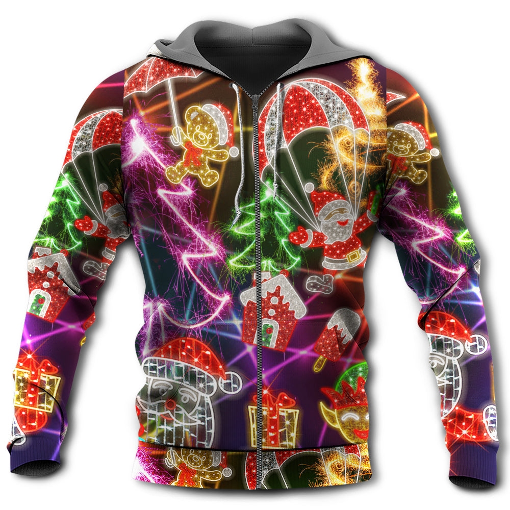 Funny Neon Christmas Holiday Tree Gingerbread Light Hoodie For Holiday Parties Weekend Outings And Cheerful Gift Giving