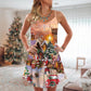 Christmas Santa Delivering Love V-Neck Sleeveless Cami Dress For Festivals Travel And Relaxed Casual Summer Wear