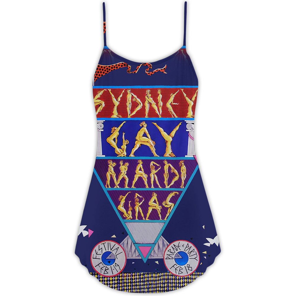 Pride Festival Vibes V-Neck Sleeveless Cami Dress For Vacations And Casual Warm Weather Wear