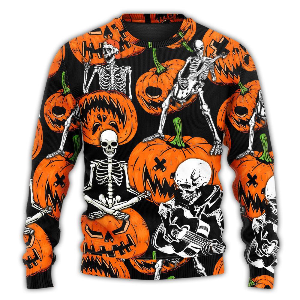 Halloween Skeleton Pumpkin Sweater For Alternative Outfits Seasonal Events And Everyday Comfort