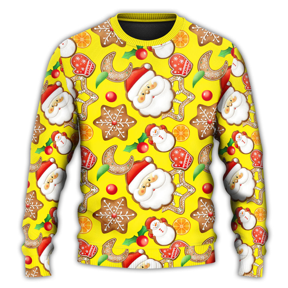 Christmas Santa Snowman Gingerbread Sweets Sweater For Festive Events Weekend Outings And Comfortable Winter Style