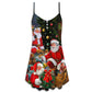 Santa Gift Christmas Is Coming V-Neck Sleeveless Cami Dress For Holiday Parties And Relaxed Vacation Wear