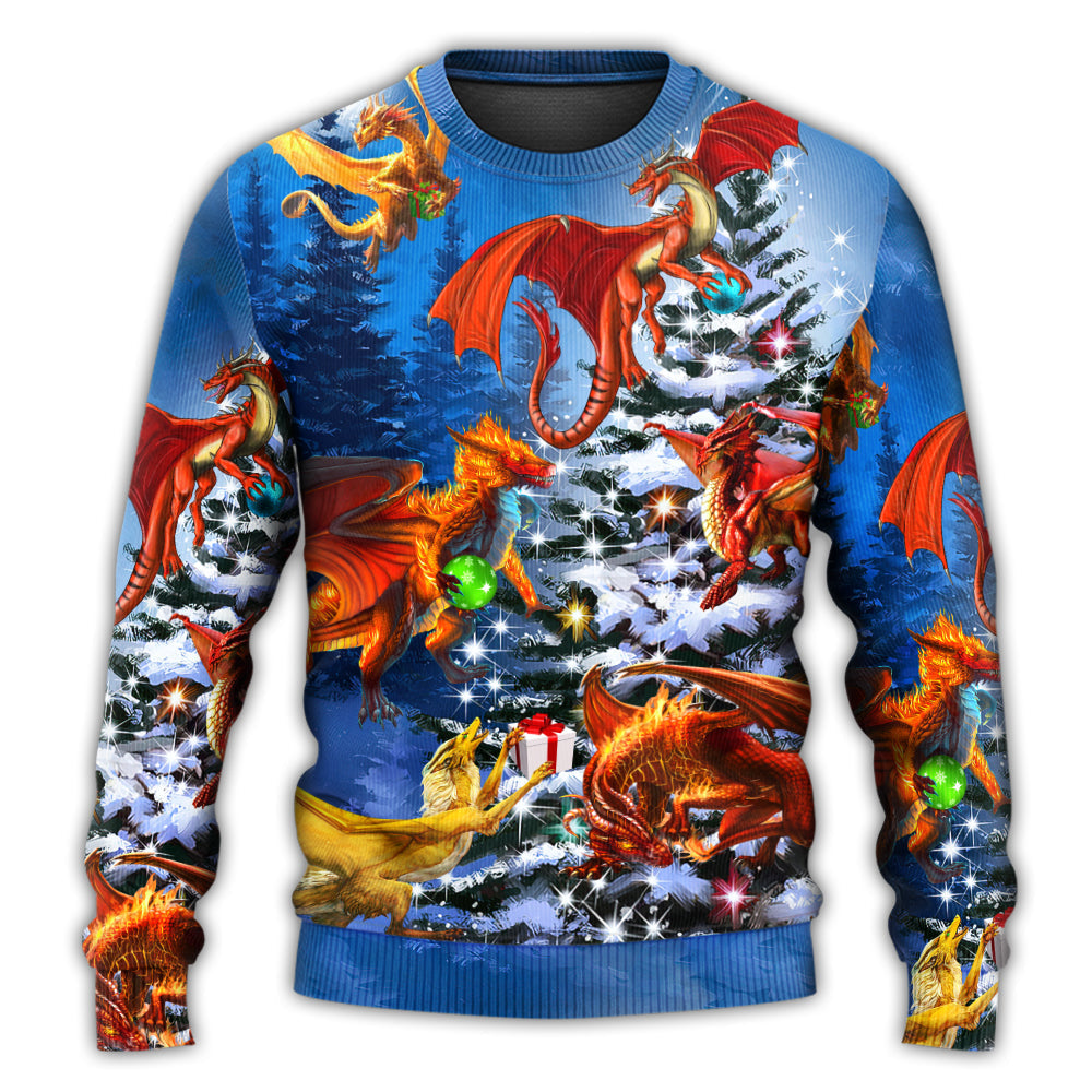 Christmas Dragon Family Holiday Lights Sweater For Festive Parties Family Photos And Comfortable Seasonal Wear