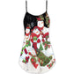 Cute Snowman Cardinal V-Neck Sleeveless Cami Dress For Holiday Parties And Relaxed Vacation Wear
