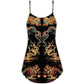 Royal Asian Dragon Art V-Neck Sleeveless Cami Dress For Fantasy Festivals Parties And Bold Summer Styling