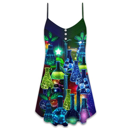 Chemistry Magic Real Science Christmas V-Neck Sleeveless Cami Dress For Festive Events And Casual Summer Styling