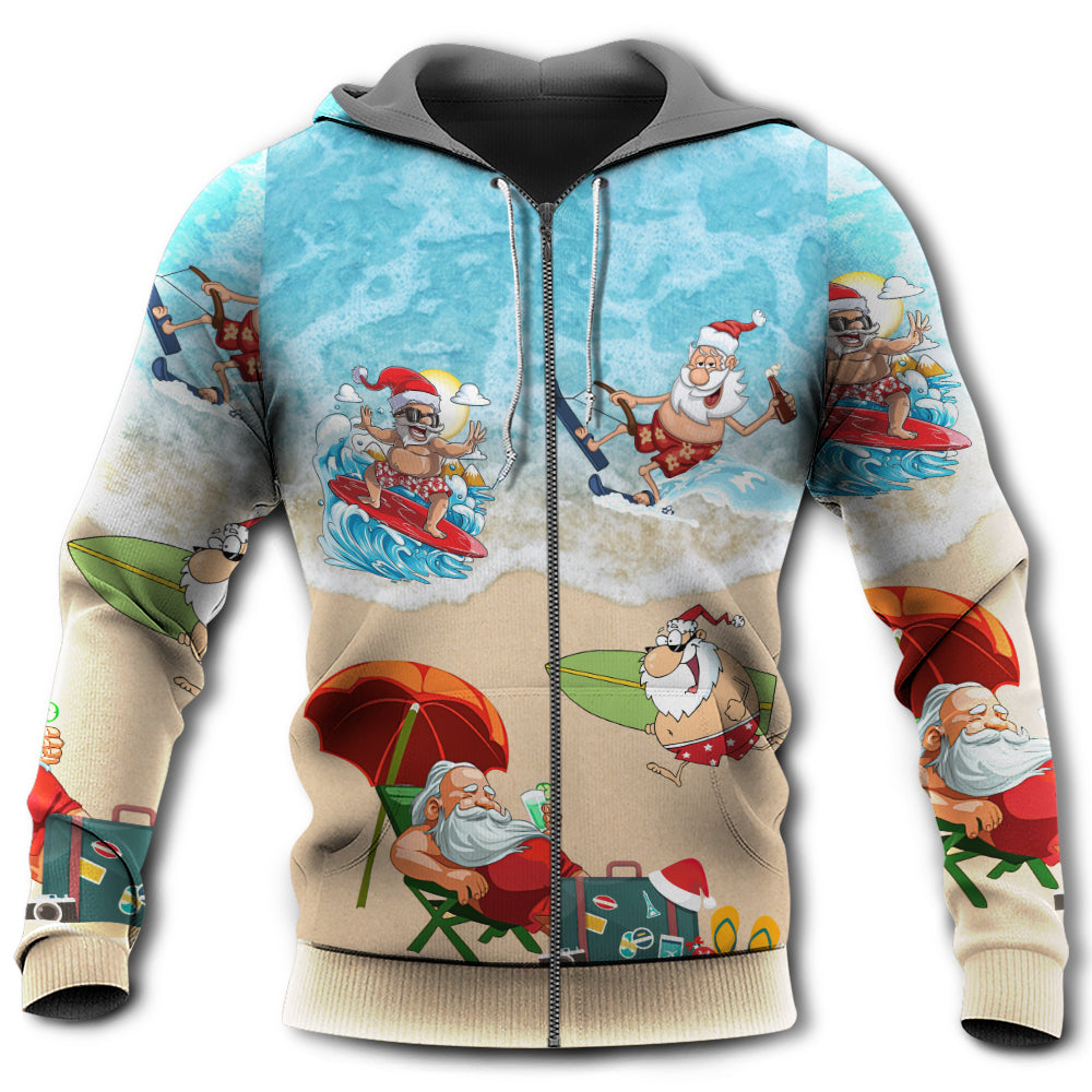 Santa Beach Christmas Fun Hoodie For Festive Days Casual Adventures And Thoughtful Seasonal Gifting