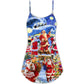 Santa Snow Night Merry Christmas V-Neck Sleeveless Cami Dress For Summer Events And Comfortable Everyday Style