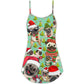 Pugmas Santa Merry Christmas Snow V-Neck Sleeveless Cami Dress For Vacations And Casual Warm Weather Wear