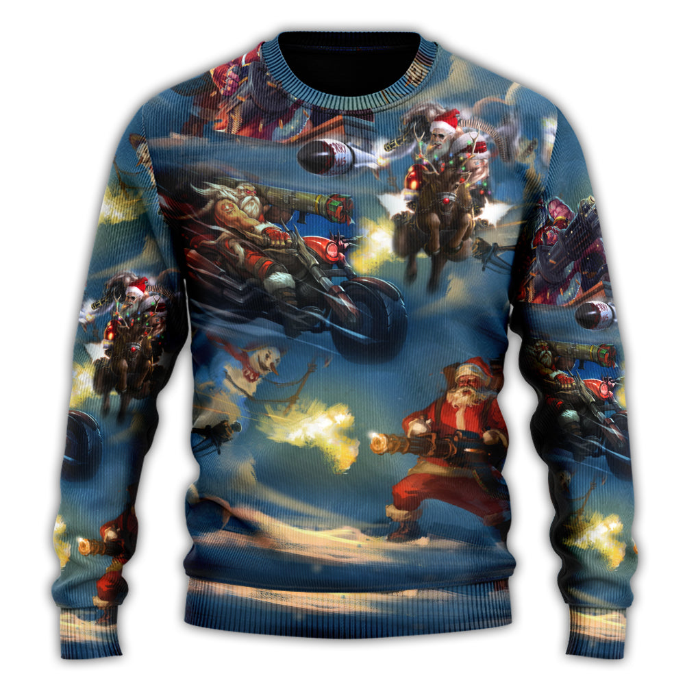 Christmas Santa Action Adventure Sweater For Winter Celebrations Family Events And Thoughtful Gifting