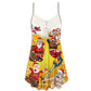 Funny Santa Party V-Neck Sleeveless Cami Dress For Holiday Celebrations Vacations And Cheerful Casual Wear