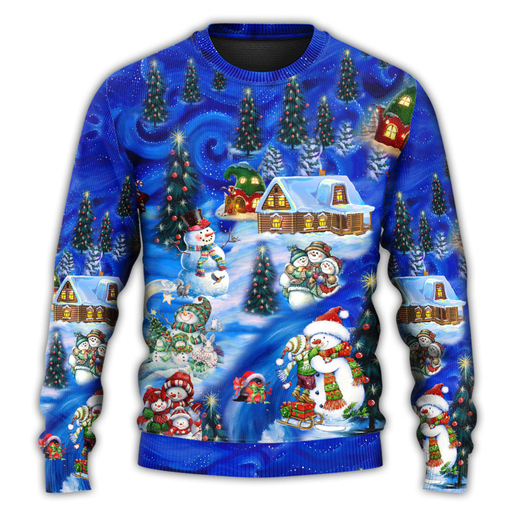 Christmas Snowman Chilling With Friends Sweater For Winter Parties Seasonal Adventures And Relaxed Everyday Styling