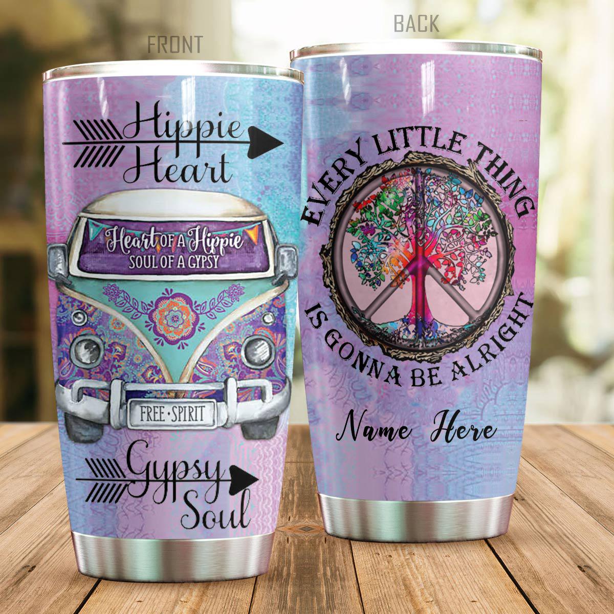 Hippie Heart Lover Personalized 20 Oz Tumbler For Coffee Travel And Daily Drinks