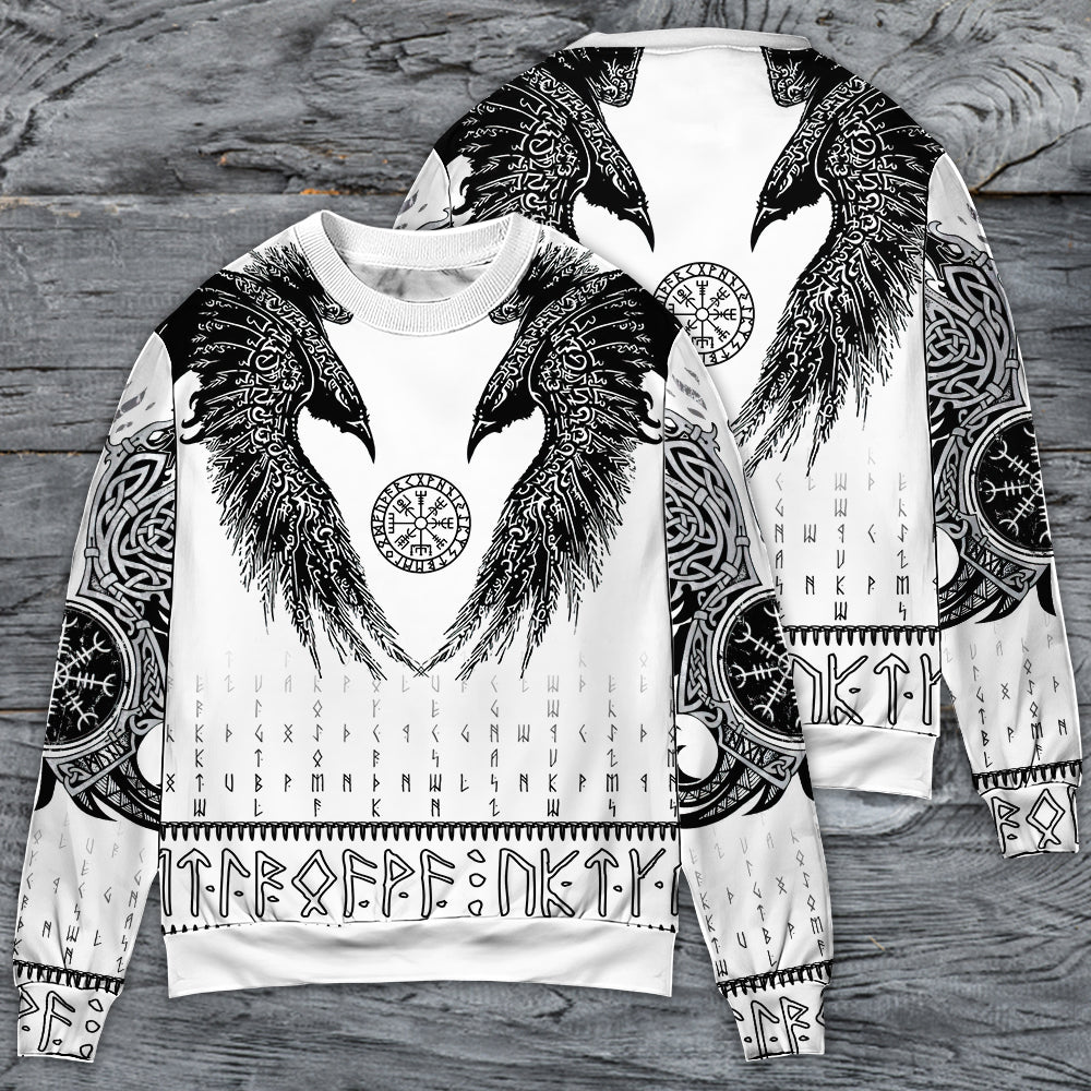 Viking Black Runic Raven Nordic Sweater For Weekend Adventures Outdoor Events And Thoughtful Gifts