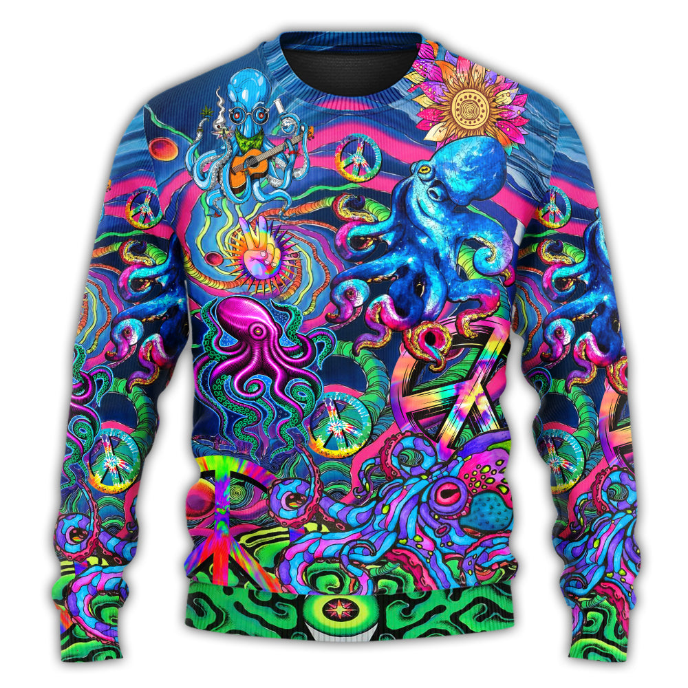 Hippie Octopus Colorful Tie Dye Sweater For Festival Adventures Vacations And Relaxed Daily Styling